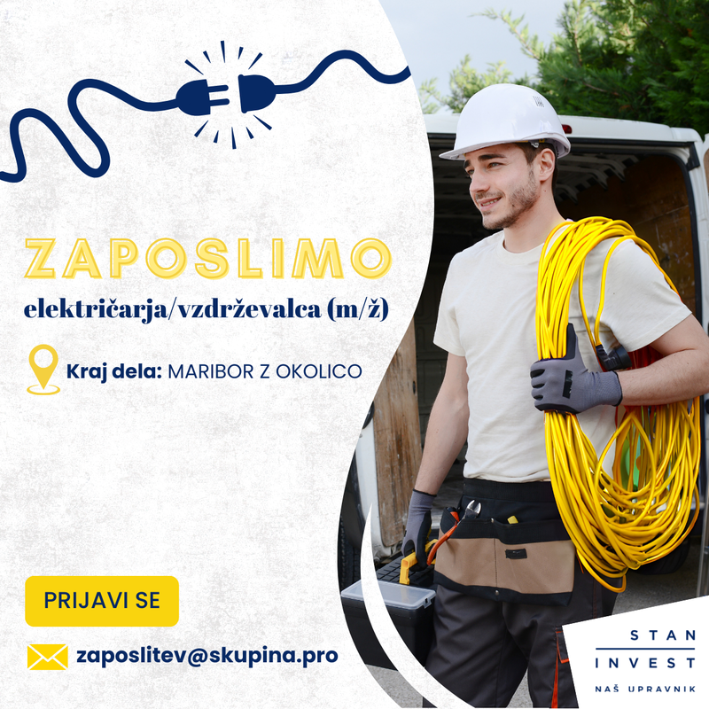 Zaposlimo električarja / vzdrževalca 